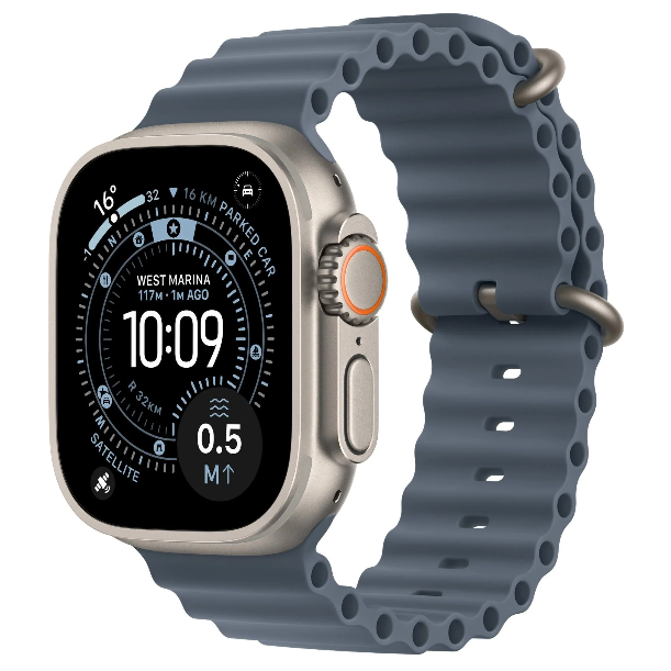 Apple Watch Ultra 3 49mm Natural Titanium Case GPS + Cellular Ocean Band (Anchor Blue)